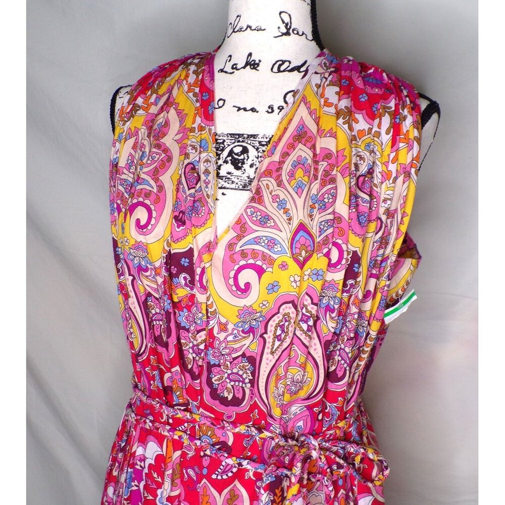 🆕 Mille Marilyn Paisley Halter Neck Full Skirt Midi Dress Cotton Large - Picture 6 of 12